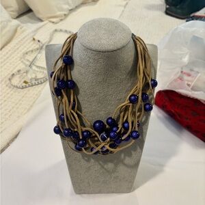 Elegant Blue Beaded Necklace and Earrings